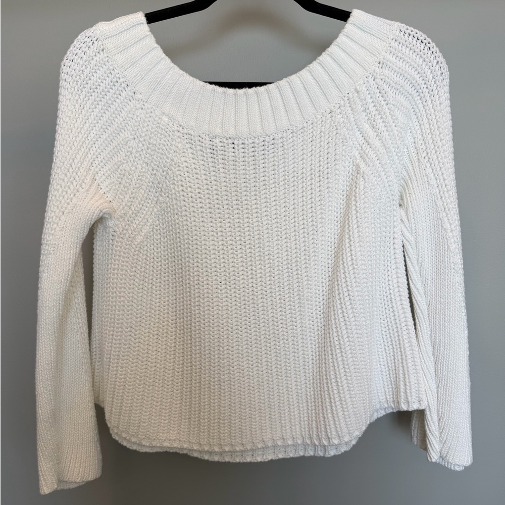 525 America White Off the Shoilder Knit Sweater